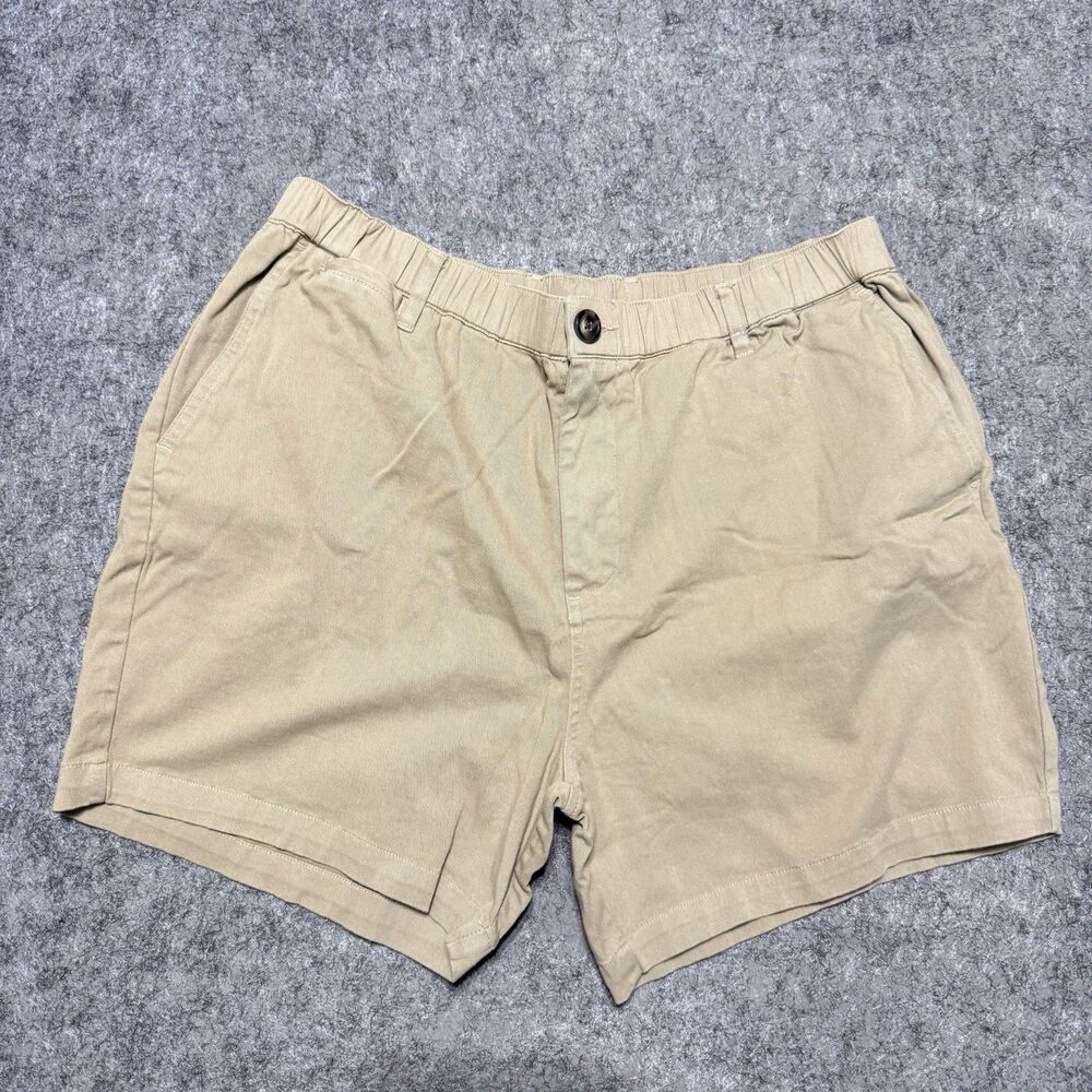 Cove USA Mens Every Day Chino Shorts 36 Khaki Tan Elastic Waist 5" Inseam